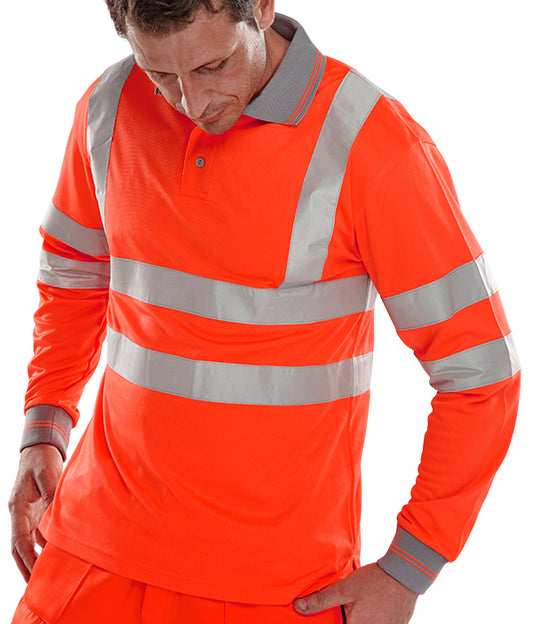 Beeswift Long Sleeve Hi-Vis Polo Shirt