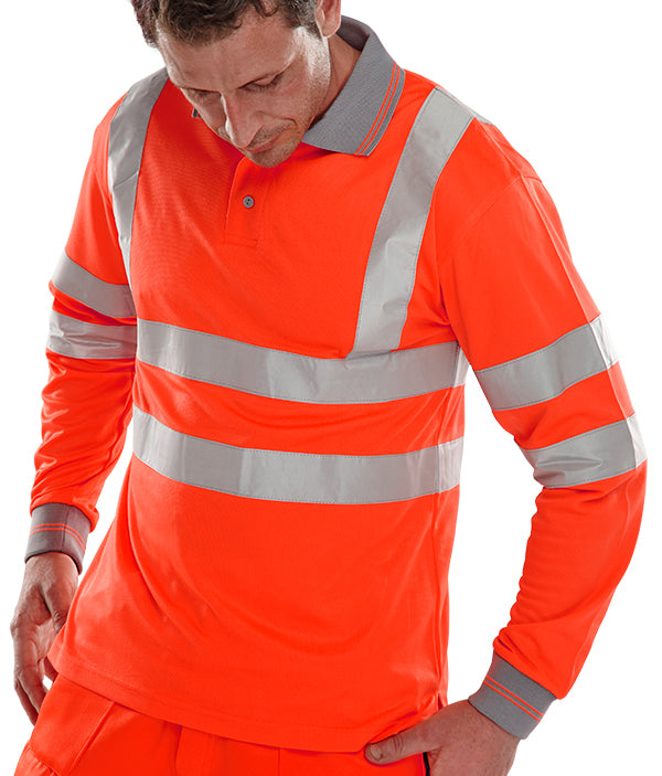 Beeswift Long Sleeve Hi-Vis Polo Shirt
