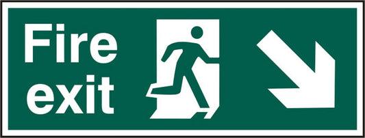 Beeswift Fire Exit Down Right Arrow Sign Rigid PVC