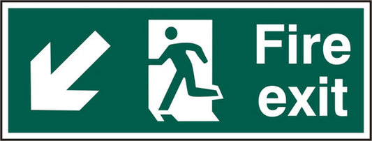 Beeswift Fire Exit Down Left Arrow Sign Rigid PVC