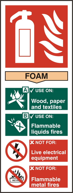 Beeswift Fire Extinguisher Foam Sign Rigid PVC