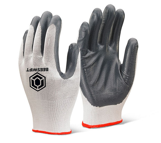 BEESWIFT NITRILE PALM COATED POLYESTER GLOVES