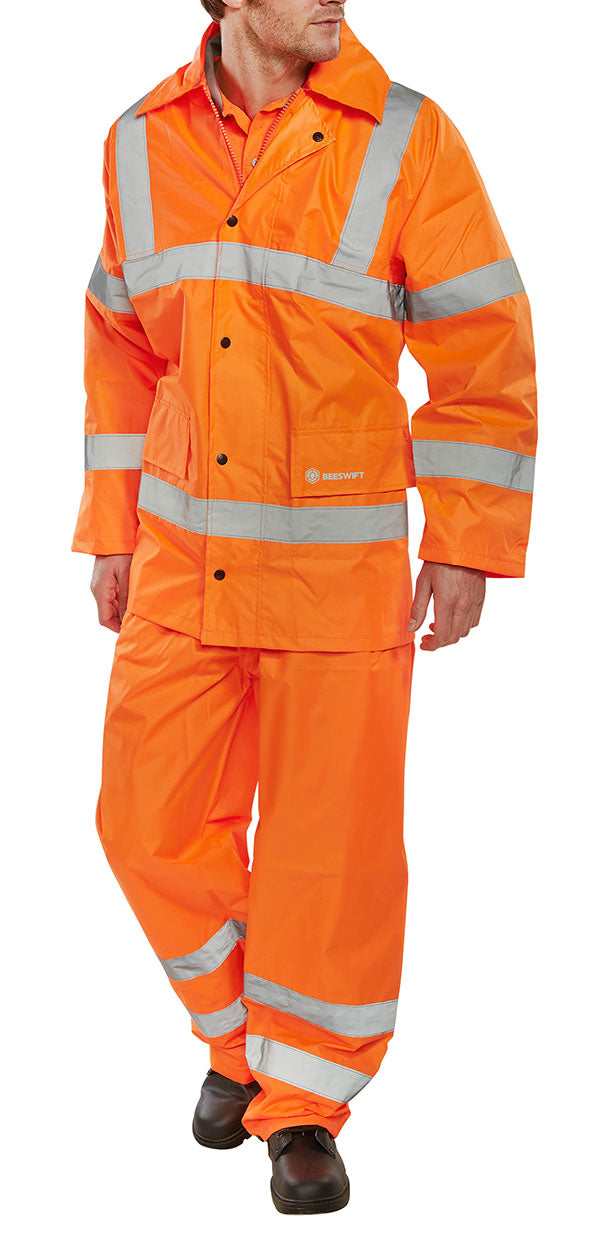 Beeswift Hi-Vis Lightweight Waterproof Suit