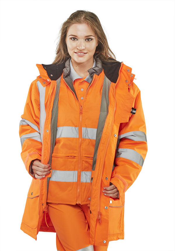 Beeswift Elsener Hi-Vis 7-in-1 Jacket and Bodywarmer Waterproof