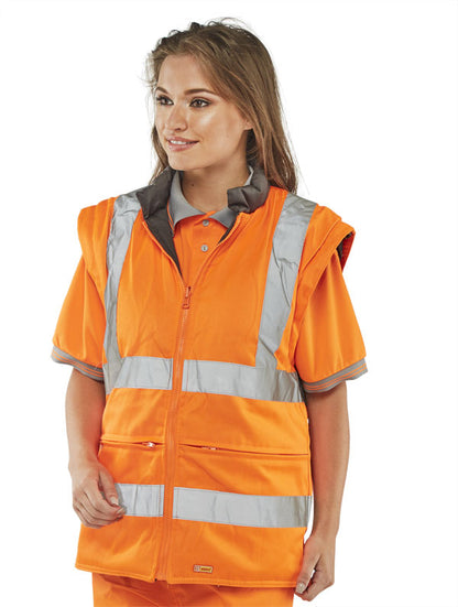 Beeswift Elsener Hi-Vis 7-in-1 Jacket and Bodywarmer Waterproof