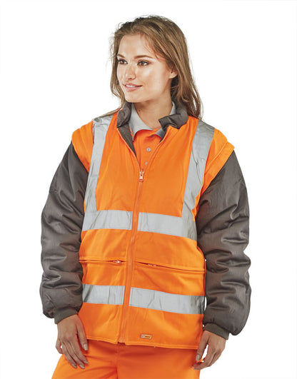 Beeswift Elsener Hi-Vis 7-in-1 Jacket and Bodywarmer Waterproof