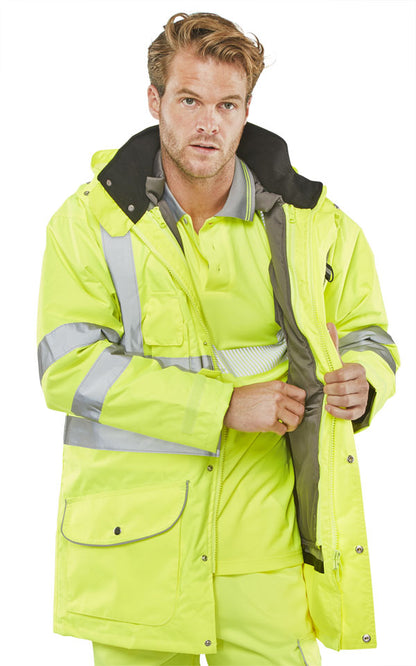 Beeswift Elsener Hi-Vis 7-in-1 Jacket and Bodywarmer Waterproof