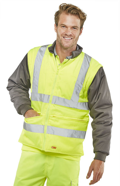 Beeswift Elsener Hi-Vis 7-in-1 Jacket and Bodywarmer Waterproof