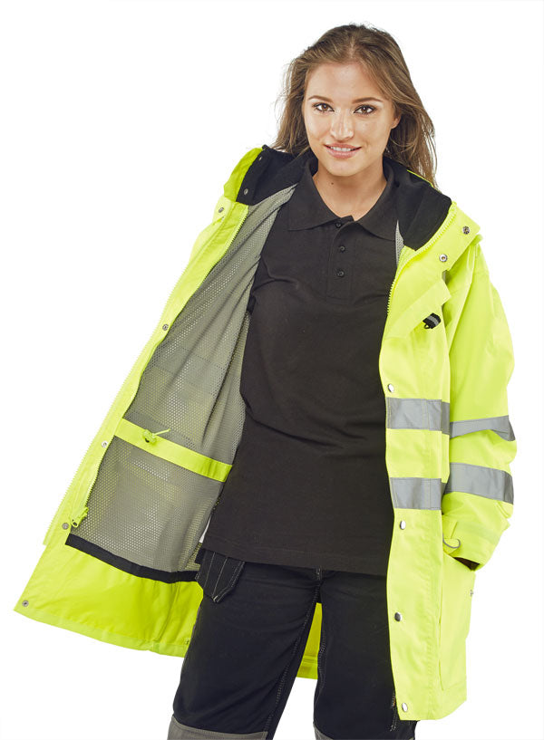 Beeswift Elsener Hi-Vis 7-in-1 Jacket and Bodywarmer Waterproof