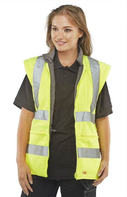 Beeswift Elsener Hi-Vis 7-in-1 Jacket and Bodywarmer Waterproof