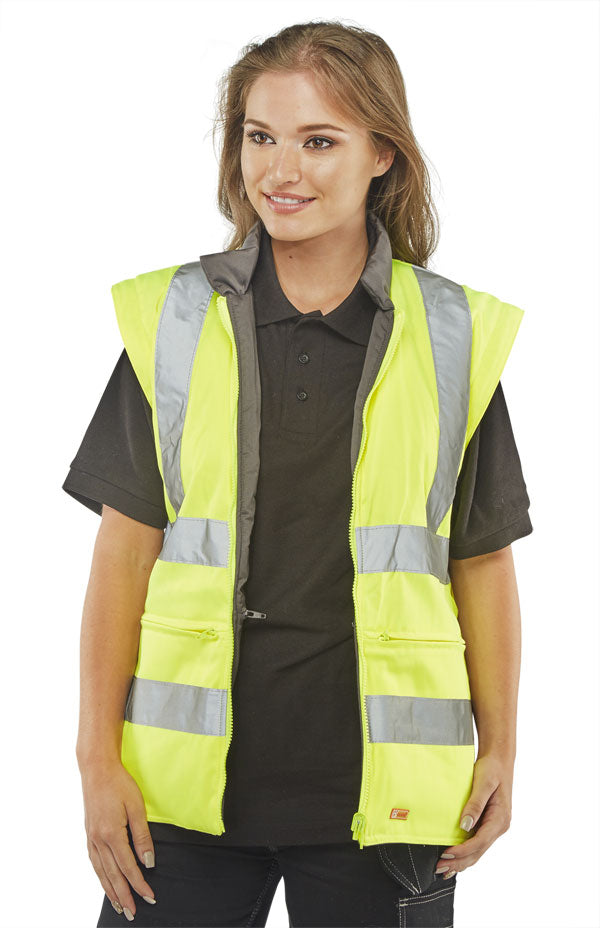 Beeswift Elsener Hi-Vis 7-in-1 Jacket and Bodywarmer Waterproof