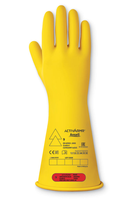 ANSELL LOW VOLTAGE ELECTRICAL INSULATING GLOVES (CLASS 0) 14"