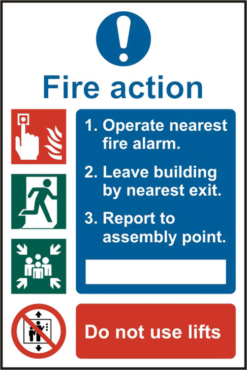 Beeswift Fire Action Procedure Sign Self Adhesive