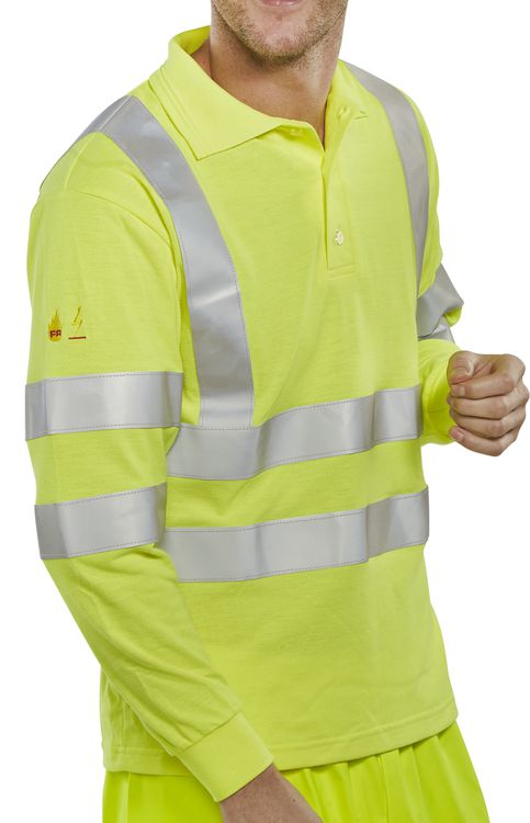 FIRE RETARDANT HI-VIS ANTI STATIC POLO LONG SLEEVED