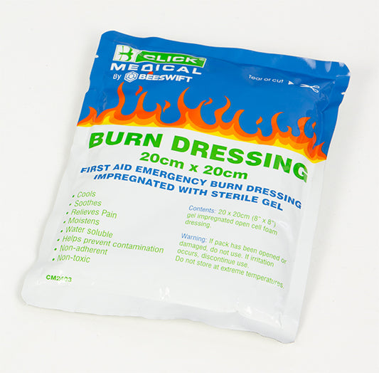 CLICK MEDICAL EMERGENCY BURN GEL DRESSING 20 X 20CM